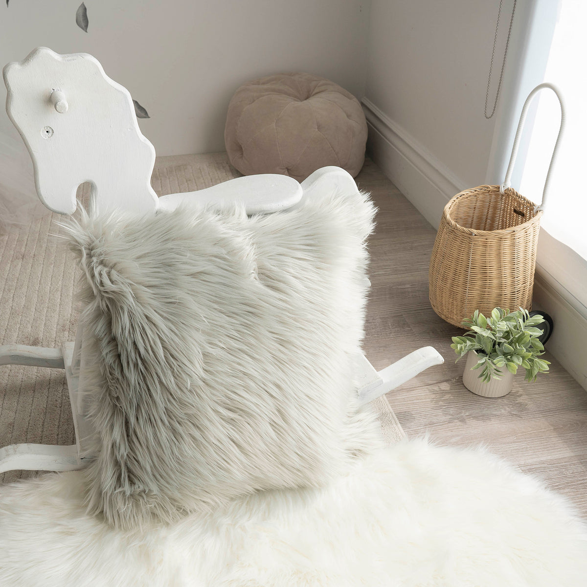Faux Fur Pillow Soffy Home