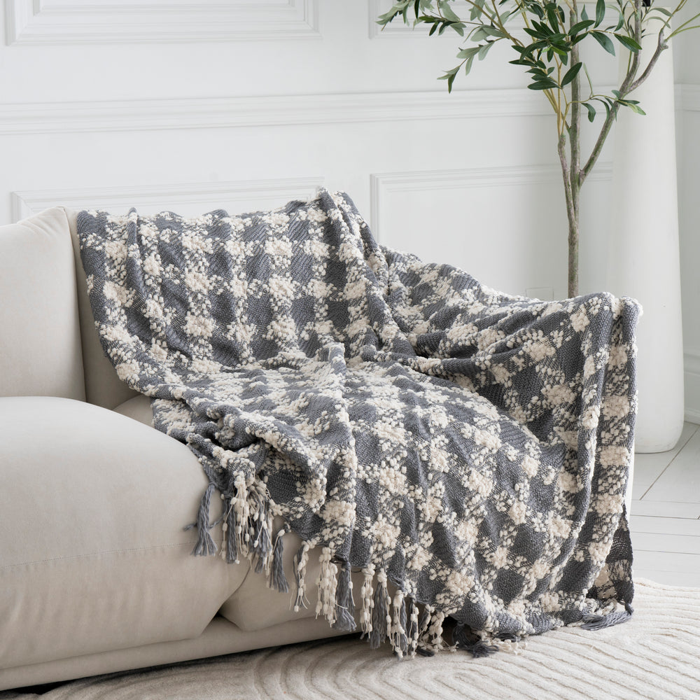 
            
                Load image into Gallery viewer, Checkered Knit Throw
            
        