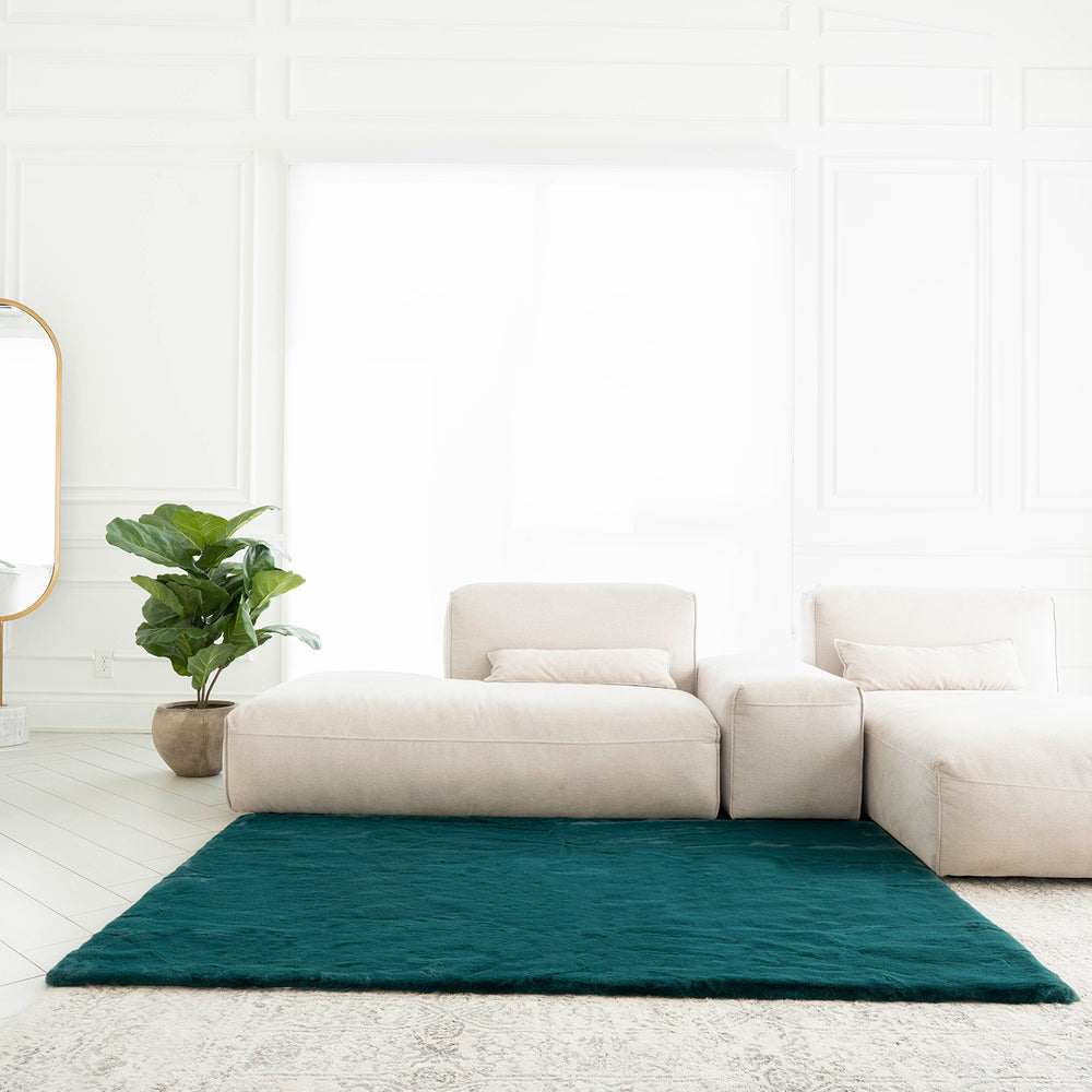 Rectangle Faux Rabbit Fur Rug | 4x6ft