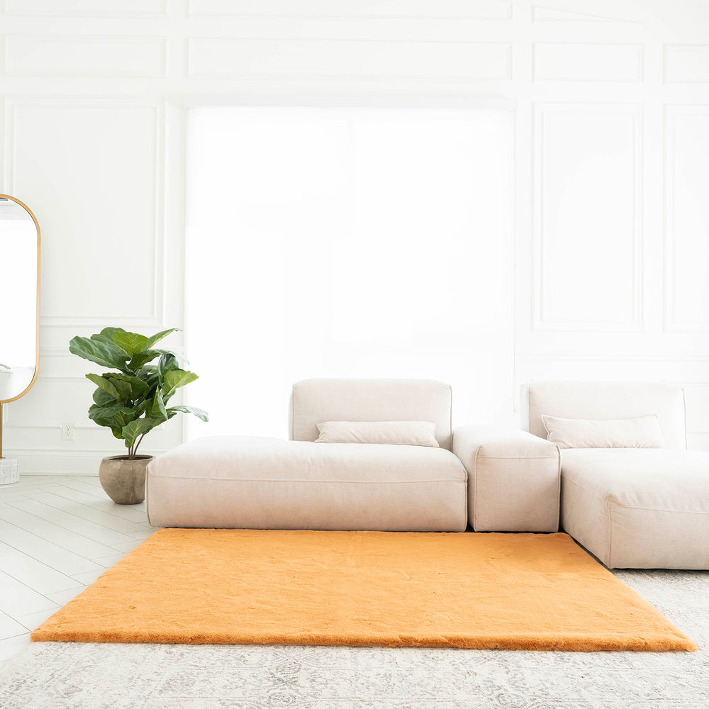 Rectangle Faux Rabbit Fur Rug | 4x6ft