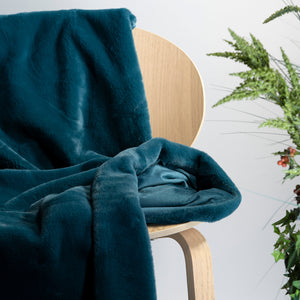 
            
                Load image into Gallery viewer, Teal Faux Rabbit Fur Throw
            
        