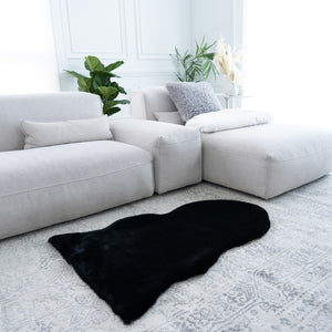 Pelt Shape Faux Rabbit Fur Rug | 29x42"