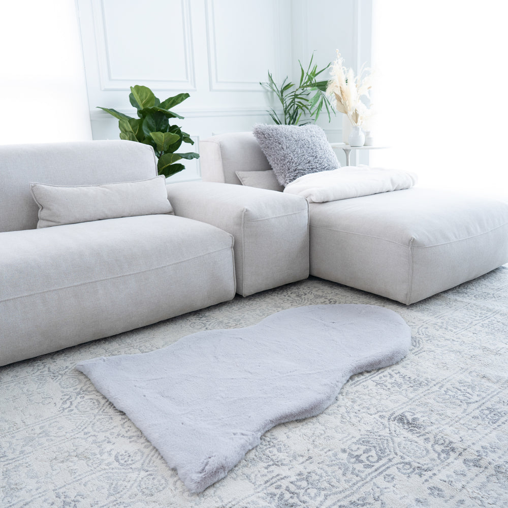Pelt Shape Faux Rabbit Fur Rug | 29x42"