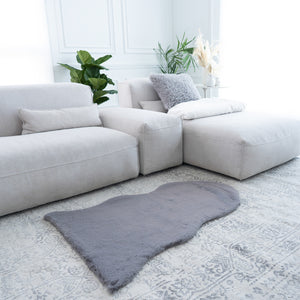 Pelt Shape Faux Rabbit Fur Rug | 29x42"