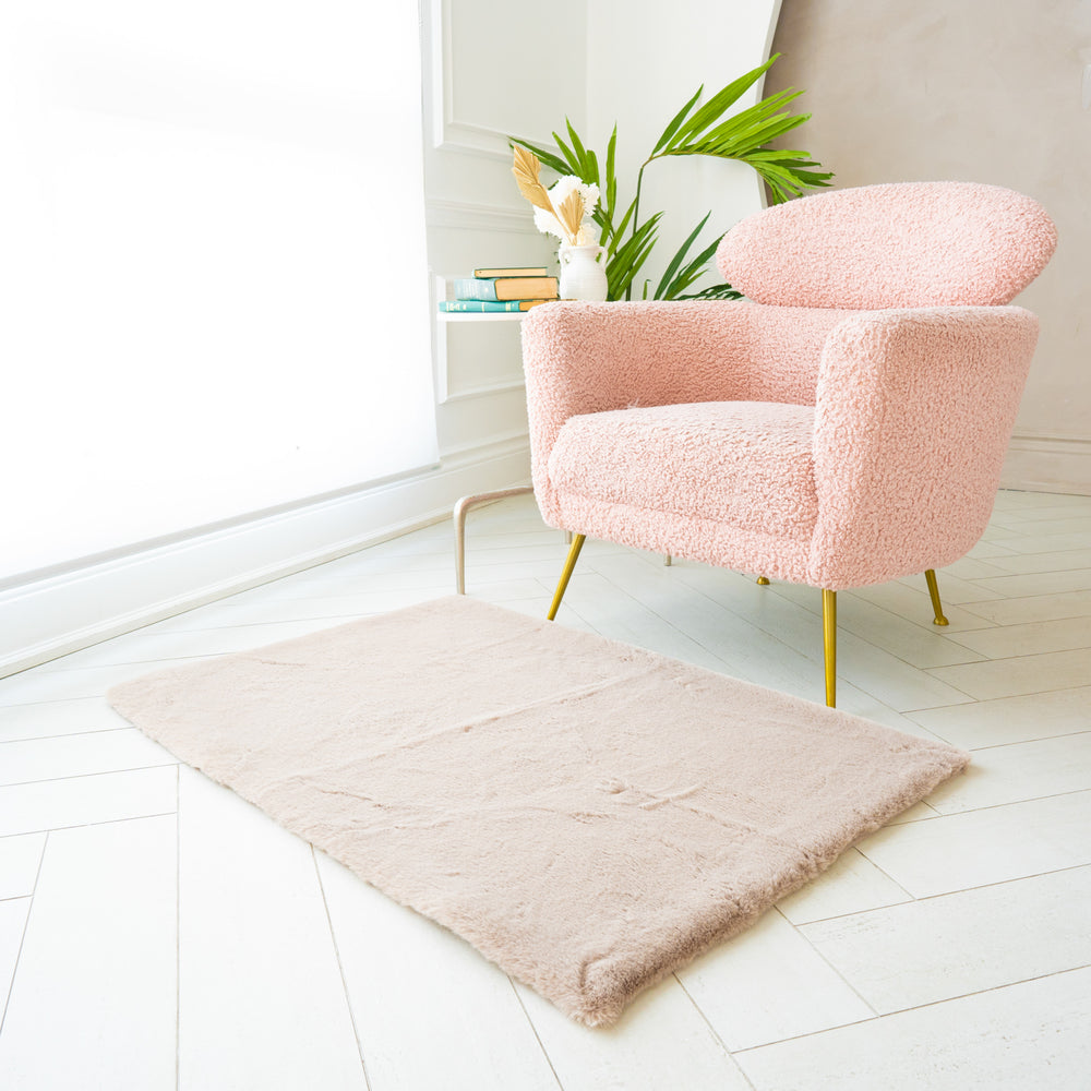 Rectangle Faux Rabbit Fur Rug | 29x42"