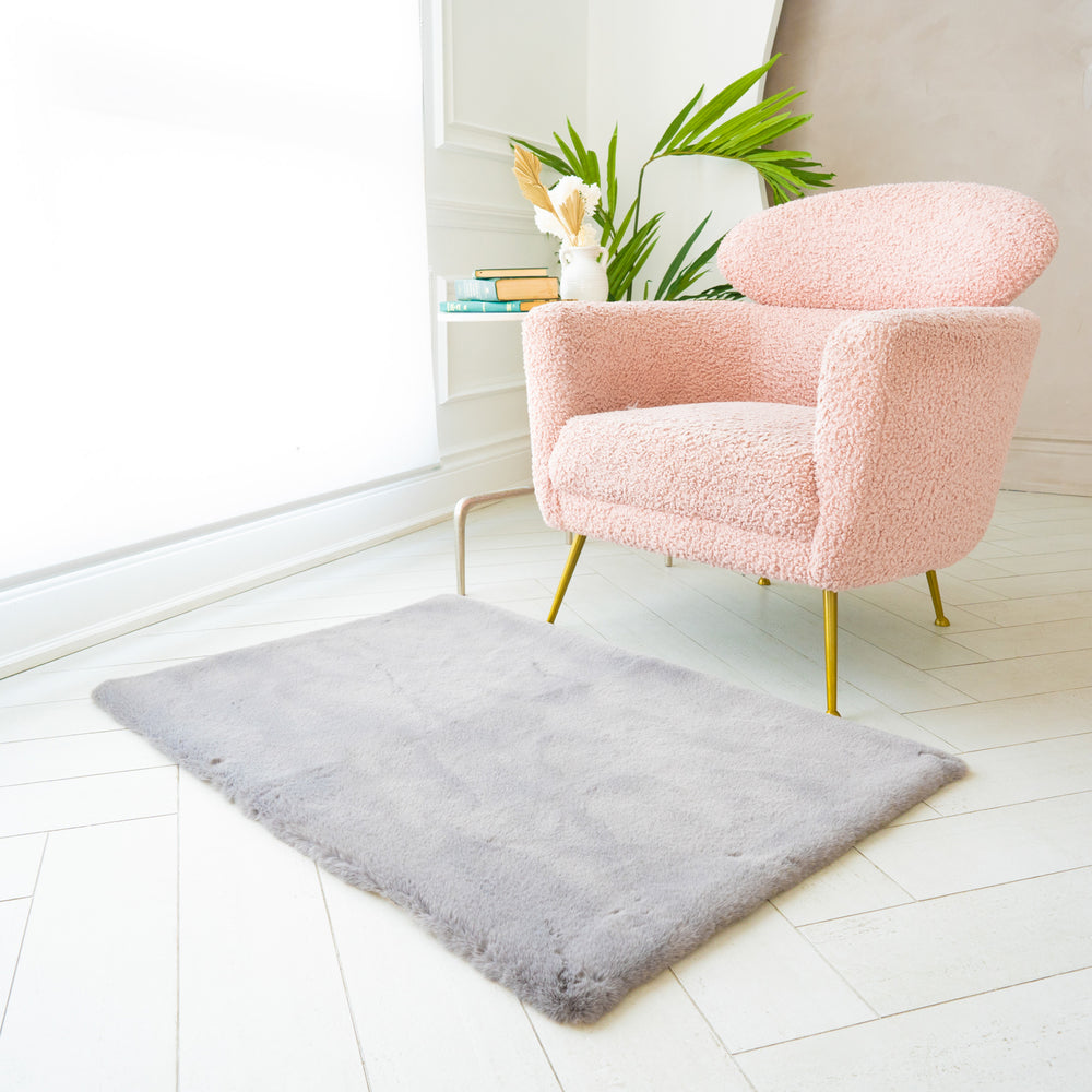 Rectangle Faux Rabbit Fur Rug | 29x42"