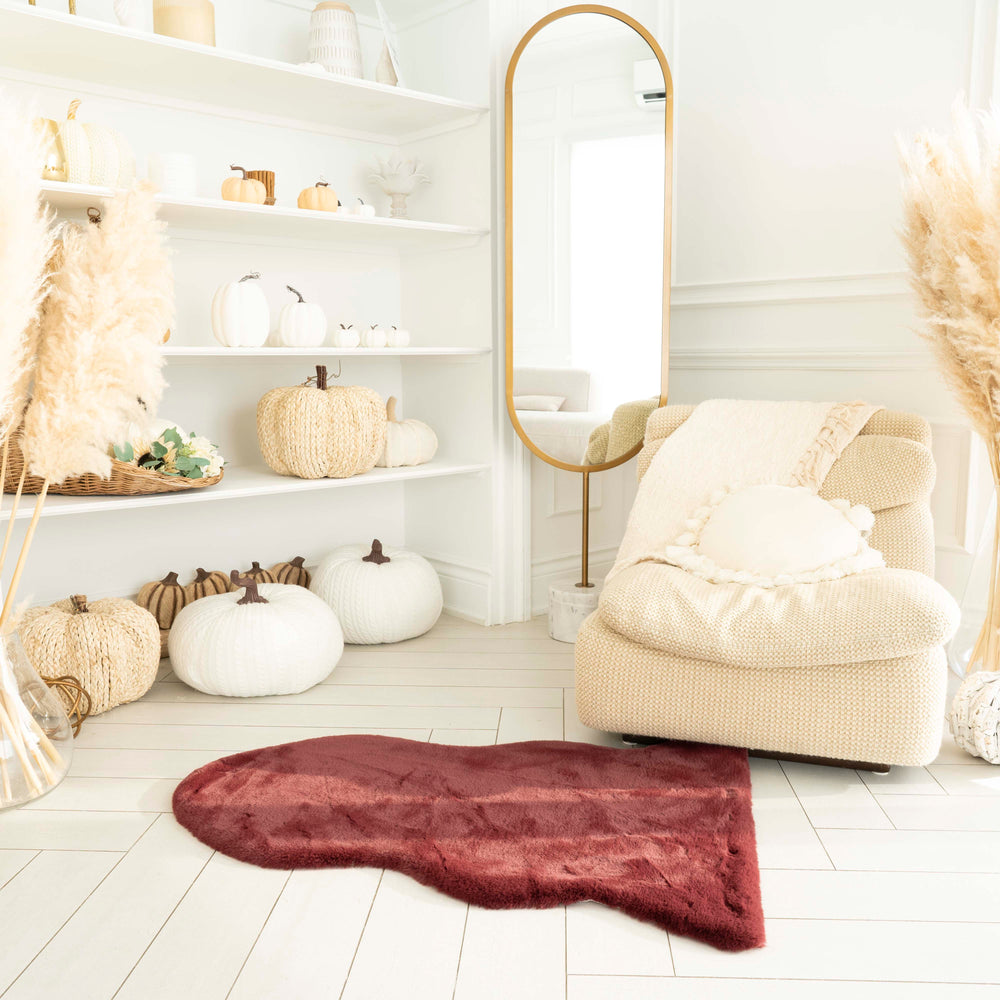 Pelt Shape Faux Rabbit Fur Rug | 29x42"