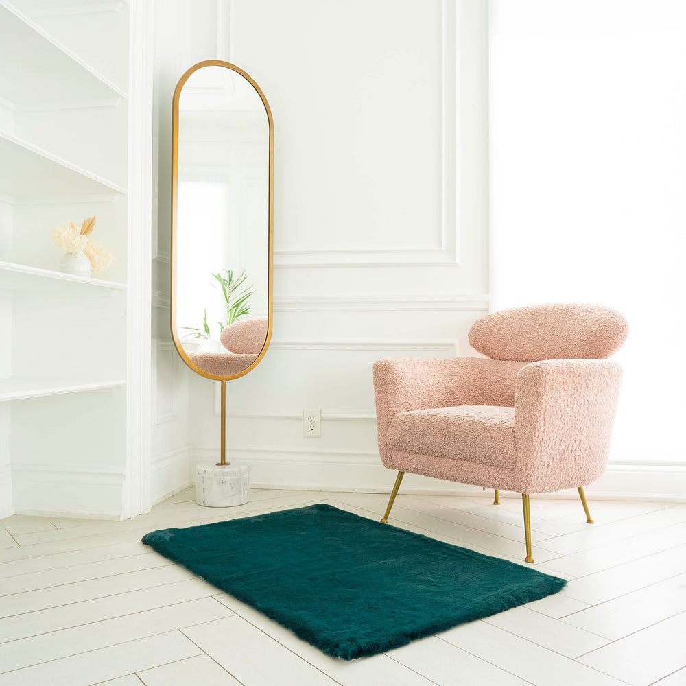 Rectangle Faux Rabbit Fur Rug | 29x42"